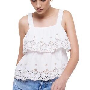 River Island White Broderie Layered Cami Top in White, Size 8​​​​​​